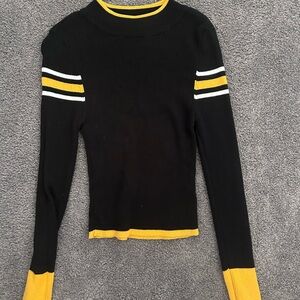 Topshop Black Knit with Yellow Trim